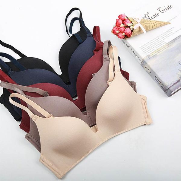 

bras pure color breathable soft nylon 1pcs thin women brassiere underwear no steel ring seamless lingerie, Red;black