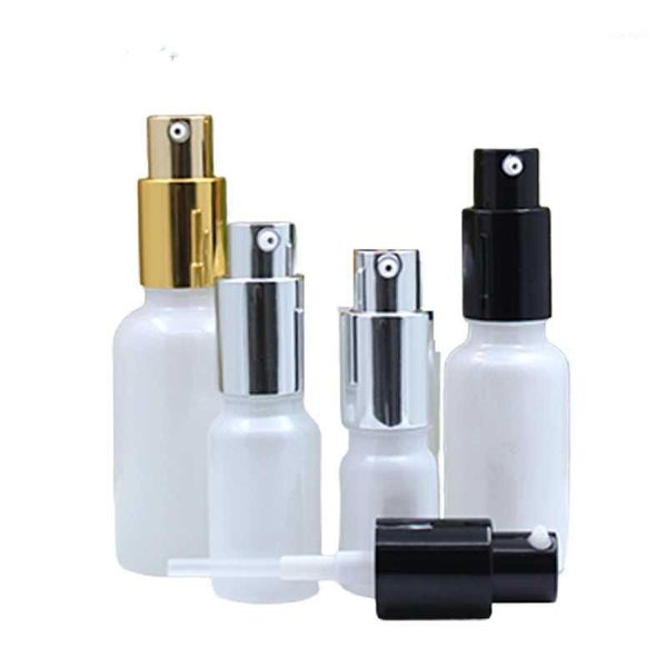 

storage bottles & jars 10ml 20ml 30m 50ml empty pearl white glass bottle gold silver black lotion pump cosmetic packaging essential oil 20pc