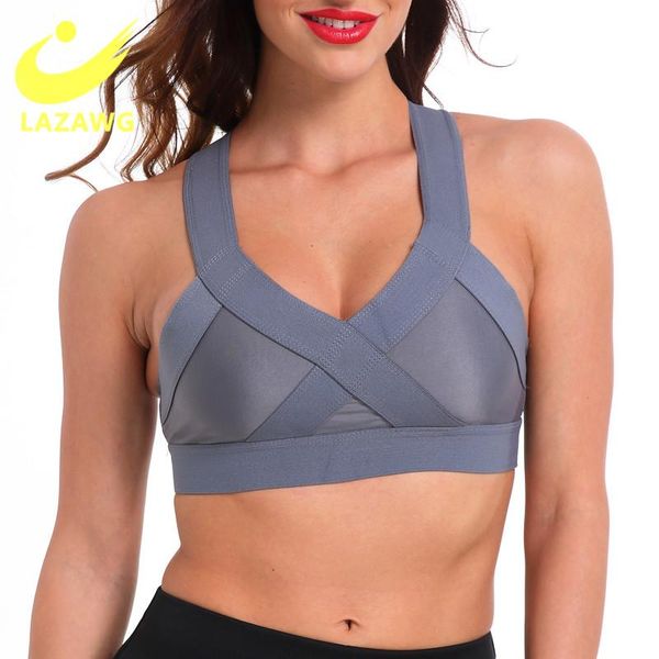 

gym clothing lazawg high stretch breathable sports bras fitness women push up sportwear for running yoga seamless crop bra, White;black