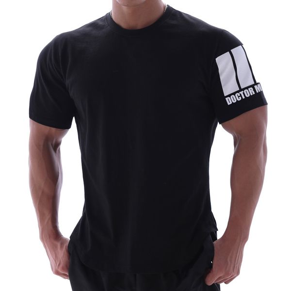 

two colors men's t-shirts fashion mens tee t-shirts sports cotton fitness t-shirt running training short sleeves, White;black