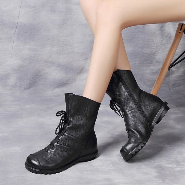 

boots 2021 time genuine thick soft bottom keep women's warm, Black