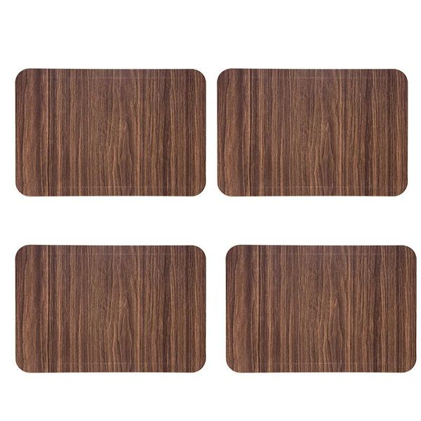 

mats & pads 4pcs imitation wood grain placemat pu pad waterproof non slip table insulated home wedding decoration dinner placem