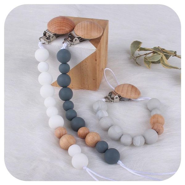 

pacifiers# baby silicone pacifier chain beech chewing beads clip molar toy anti-dropping maternal and infant products