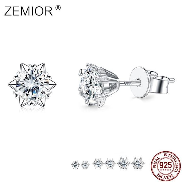 

stud zemior authentic 925 sterling silver hexagonal petals earrings fine earring for women teen girls anniversary jewelry, Golden;silver