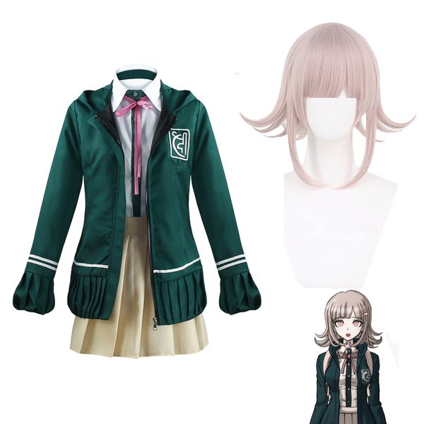 

danganronpa cosplay costumes nanami chiaki costume long-sleeved jacket skirt loli skirt wig set jk uniform halloween party, Black