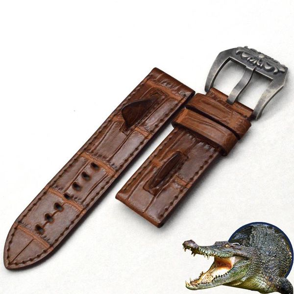 

watch bands ditawatch watchbands straps genuine crocodile leather band for 22 24 26 28 mm steel pin buckle wrist belts, Black;brown