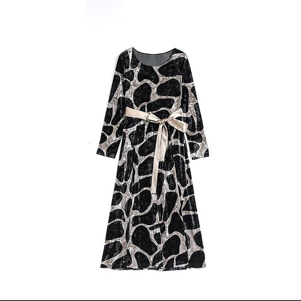 

casual dresses split vestido festa elegant dress women plus size sashes robes trendy long sleeve office leopard vestidos, Black;gray