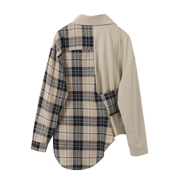 

women's blouses & shirts [eam] female chess irregular division joint blouse lapel long sleeve trim shirt fashion spring 1z091 9rcf, White