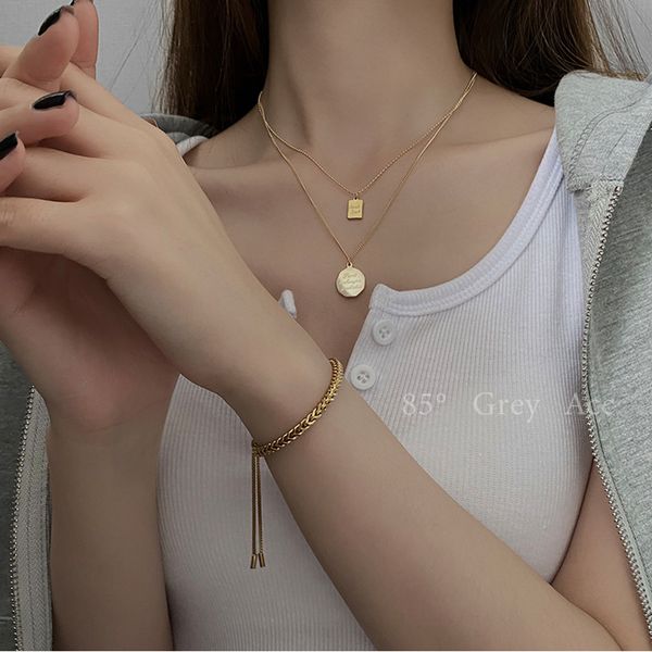 

european and american golden wheat ear titanium steel chain bracelets for woman korean fashion jewelry goth girls simple bracelet, Black