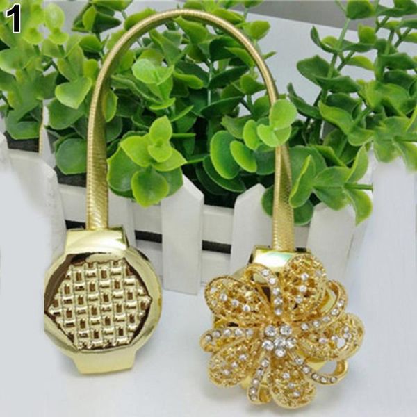 

other home decor 1 pc thick rope rhinestone flower curtain clip buckle magnetic tie back holdback hook decorative
