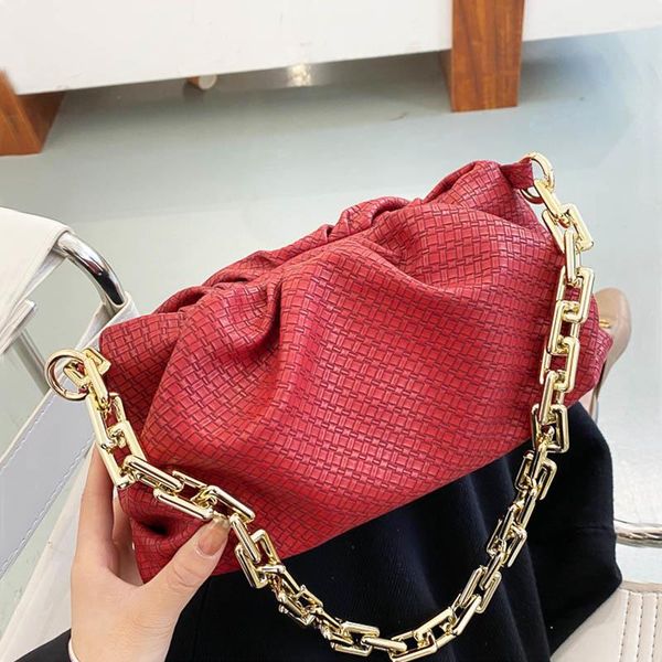

evening bags women handbag thick chain shoulder for 2021 bag ladies leather weave pattern hand female clutch purse