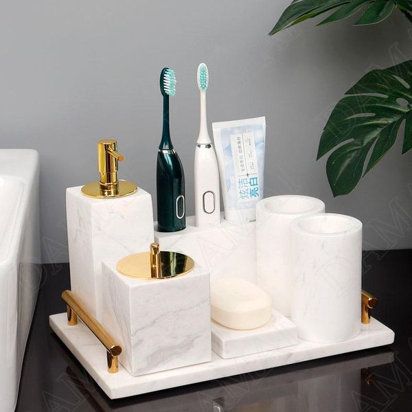 

bath accessory set natural marble bathroom accessories european classical household withe five-piece shower home decoration modern