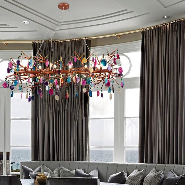 

pendant lamps modern nordic led iron crystal chandelier lustre suspension industrial lamp hanging livingroom dining rooom