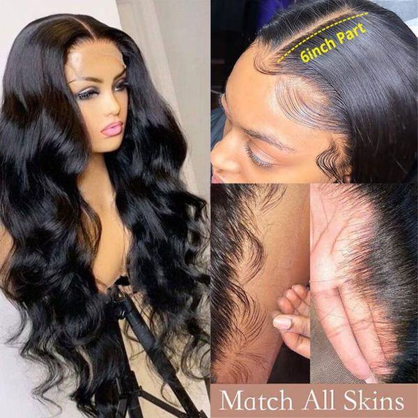 

lace wigs 13x6 hd frontal wig human hair preplucked body wave transparent brazilian remy for women, Black;brown