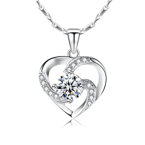 Anhänger Halsketten Modeschmuck Sweet Heart Designer Luxus Weiß Lila Kristall 925 Silber Halskette mit Box Kette Großhandel