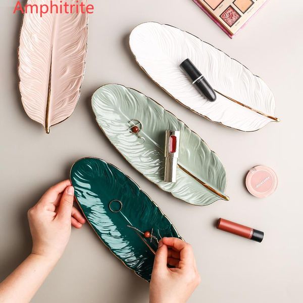 

dishes & plates white oval nordic feather irregular tray set 10-inch ceramic storage creative table utensils supplies sushi dessert plate