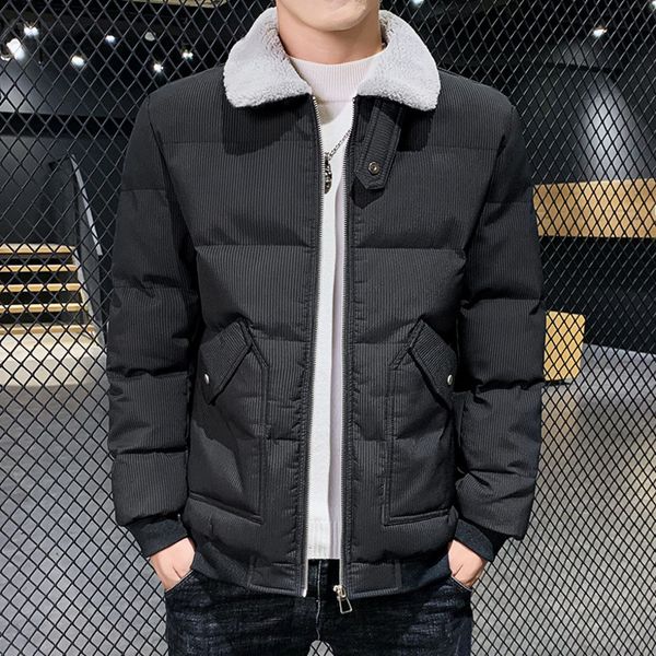 

2021 winter new men's work cloth korean short thickened cotton padded et loose coat, Black