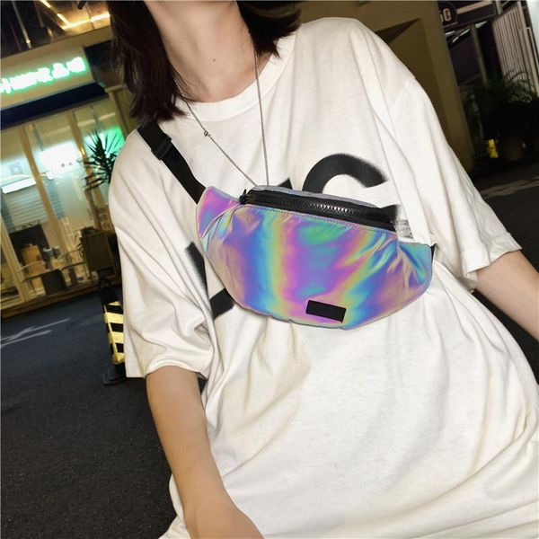 

waist bags fanny pack laser chest bag belt women 2021 fashion silver phone pouch