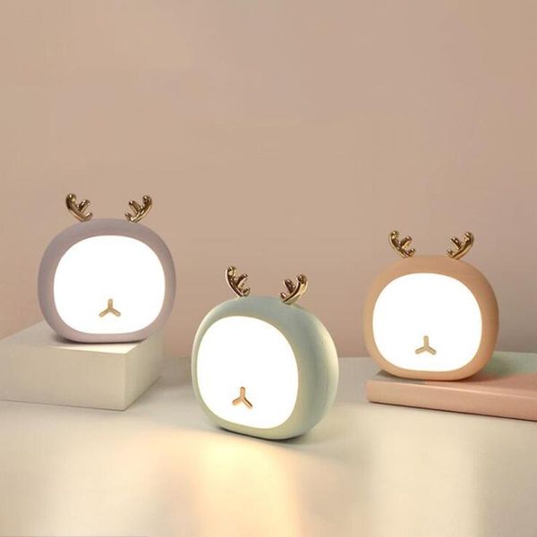 

cute pet night light deer nursey for kid baby stepless touch usb rechargeable table lamp home decoration party