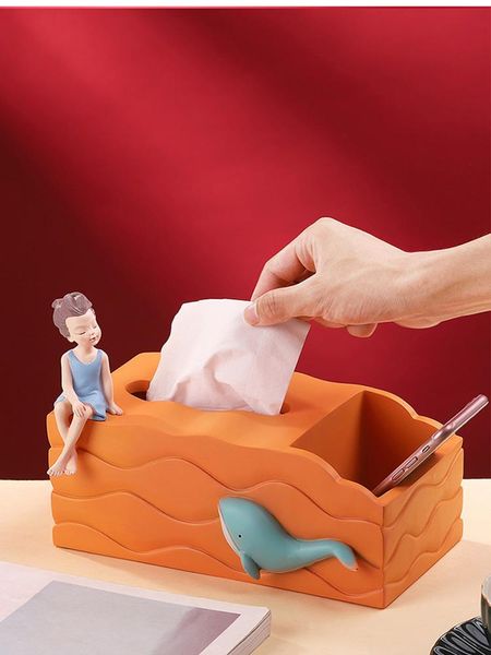 

tissue boxes & napkins creative multifunctional box resin character decoration remote control debris storage living room drawer home