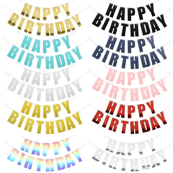 

mirror paper garland laser glitter happy birthday banner for baby shower kids hanging decor party bunting flag decoration