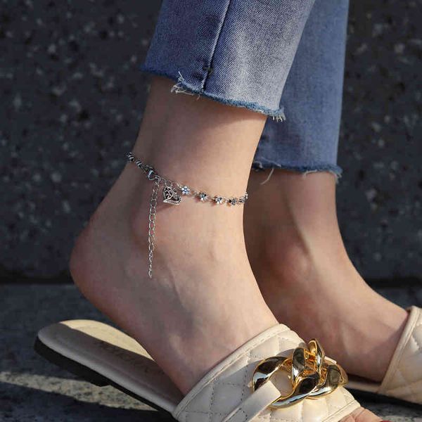 

fashion retro plum blossom peach heart-shaped anklet bracelet foot jewelry for women ankle wholesale, Red;blue
