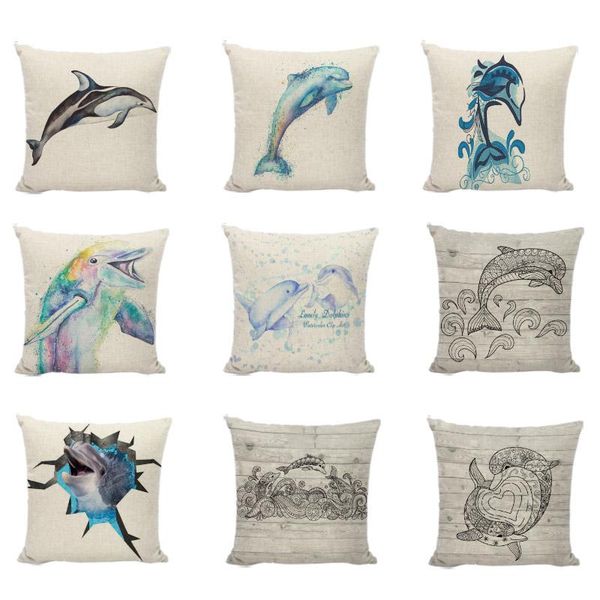 

cushion/decorative pillow 2021 cute dolphin animal cushion cover sofa home decoration chair sea fish pillowcase square