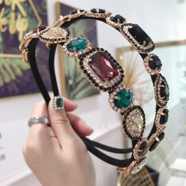 

fashion women hairband shining rhinestone headwear handmade baroque style turban hair accessories1