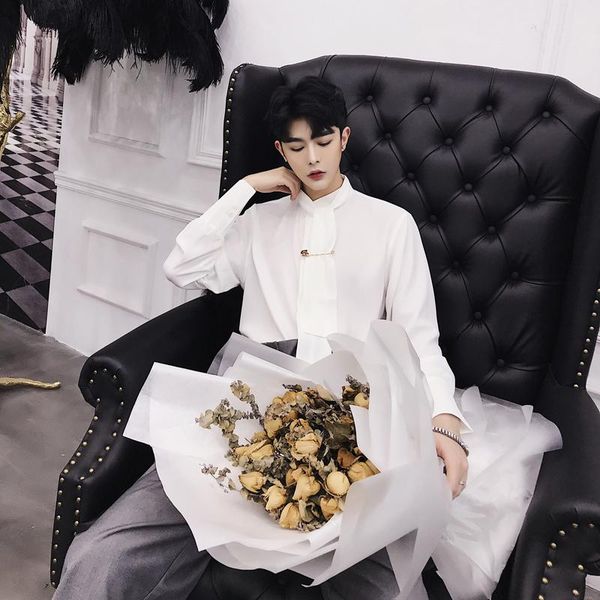

men's gothic gorgeous party club shirt retro fashion formal prom long sleeve blouses mens weeding tuxedo wedding shirts casual, White;black