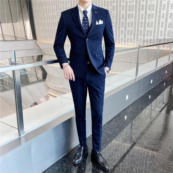 

suit men's three piece korean slim professional dress man bridegroom wedding suits & blazers, White;black
