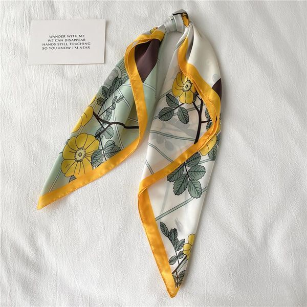 

scarves lady hair band silk scarf print square bag fashion neckerchief head wraps for women bandana female foulard small hijab, Blue;gray
