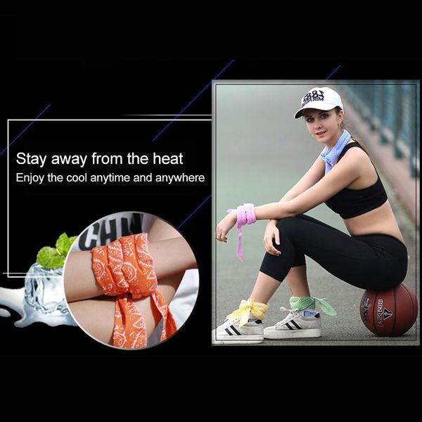 

cycling caps & masks summer neck cooler scarf body ice cool cooling wrap tie headband fashion multifunction non-toxic silk wholesale, Black