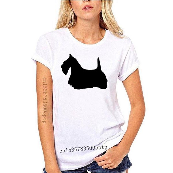

women's t-shirt graphic tee casual brand clothing cotton men t shirt regular broadcloth scottish terrier women short sleeve o-neck, White