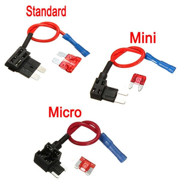 Novo Suporte de Fusível de 12V Adicionar Adaptador de Torneira Micro Mini Mini Padrão Mini Blade Fusível Com 10A Lâmina de Fusível de Carro