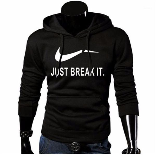 

autumn arrival high just break it printed sportswear men sweatshirt hip-hop male hooded hoodies pullover hoody clothing1, Black