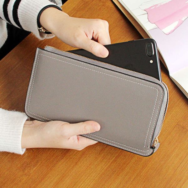 

women's wallet women's long thin wallet women's zipper large banknote clip korean handbag trend, Black