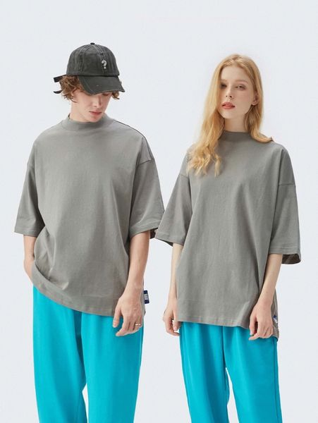 

men mock neck drop shoulder tee w4zy#, White;black