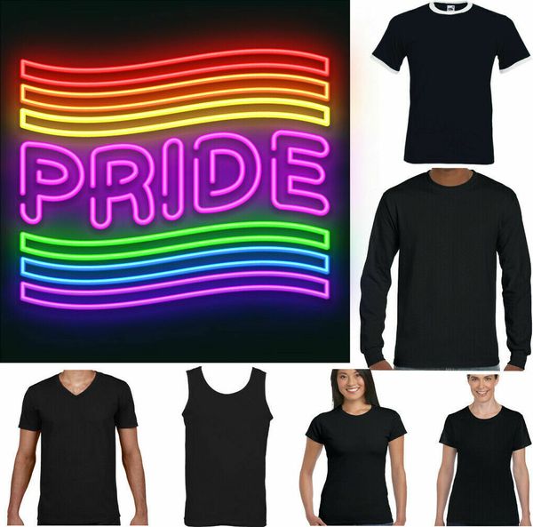 

lgbt t-shirt mens pride funny gay pride lesbian neon rainbow, White;black