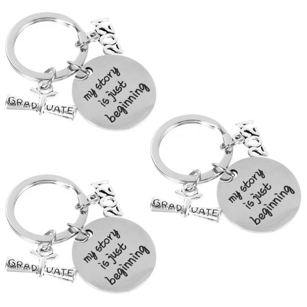 

party favor 3pcs fashion stainless steel key holders bag graduation chains gifts
