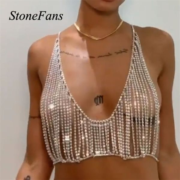 Stonefans Luxury Rhinestone Bra s Bikini Body Harness Women Bling Chest Crystal Underwear Chain Rave Outfit Jewelry