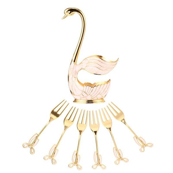 

set swan design lovely cake snack fruit forks household ornaments dessert fork