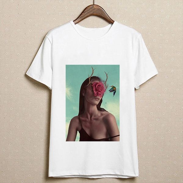 

abstract girl print aesthetics women short sleeve white korean clothing fashion tee