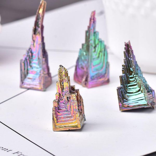 

decorative objects & figurines 1pc natural bismuth tower metal mineral pyramid stones gemstone ornaments reiki energy healing stone home dec