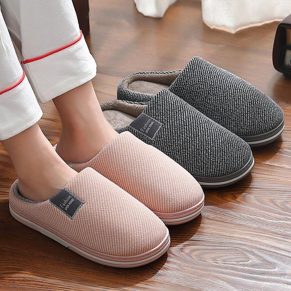 

women and men memory foam slippers for home 2021 winter non slip couple cozy house shoes stripe indoor large size 11-12, Black