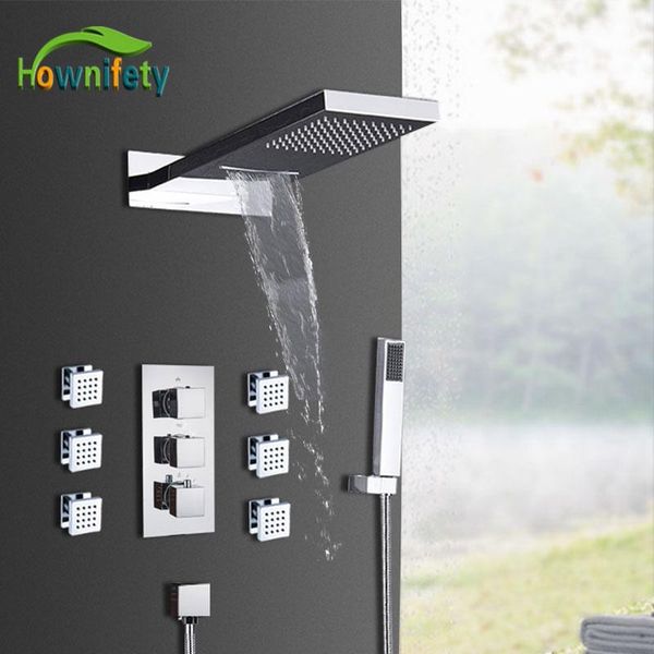 

chrome thermostatic shower faucet set 4 way bathroom rainfall waterfall mixer systems spa tap thermostat sets