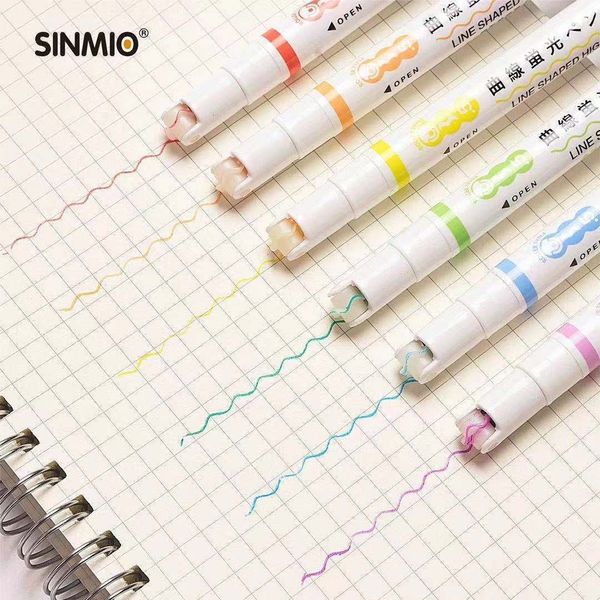 

6-color xingmiao hand account curve pen linear quick drying stroke primary and middle school students learn color marking neutral