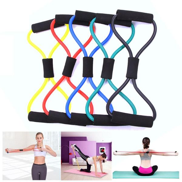

resistance bands fitness figure eight tension device rope yoga elastic band