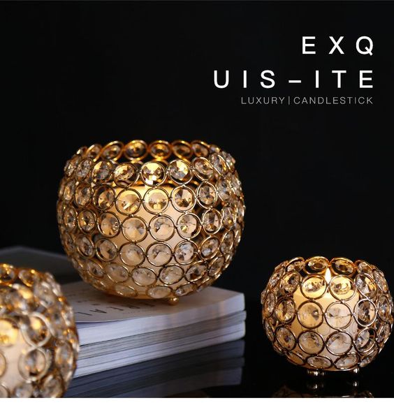 

crystal tealight candle holder golden candlestick wedding centerpiece for table home decor holders