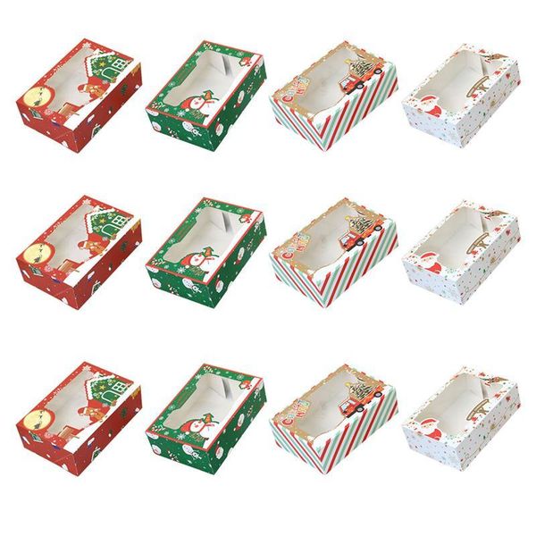 

gift wrap 12pcs christmas paper cake boxes cardboard biscuit candy packing