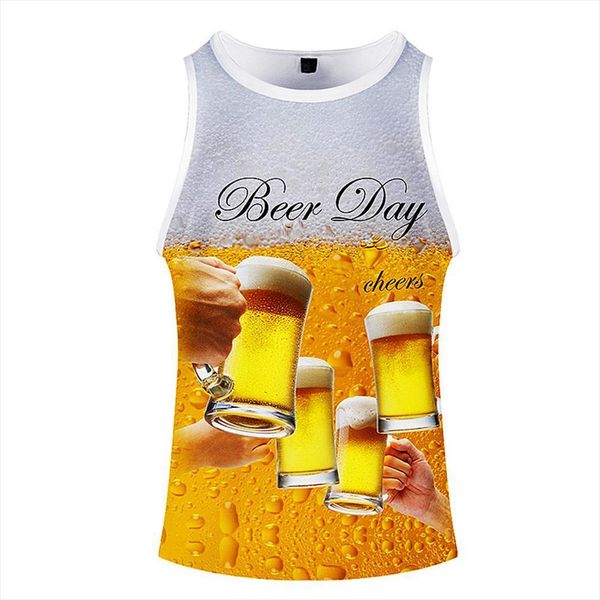 

a bubbling beer 3d digital printed men vest boys summer mens clothing fitness bodybuilding shirts undershirt, White;black